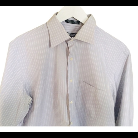 KIRKLAND SIGNATURE Non Iron Button Down Shirt With Long Sleeves Blue Size 16-33 - Picture 4 of 8